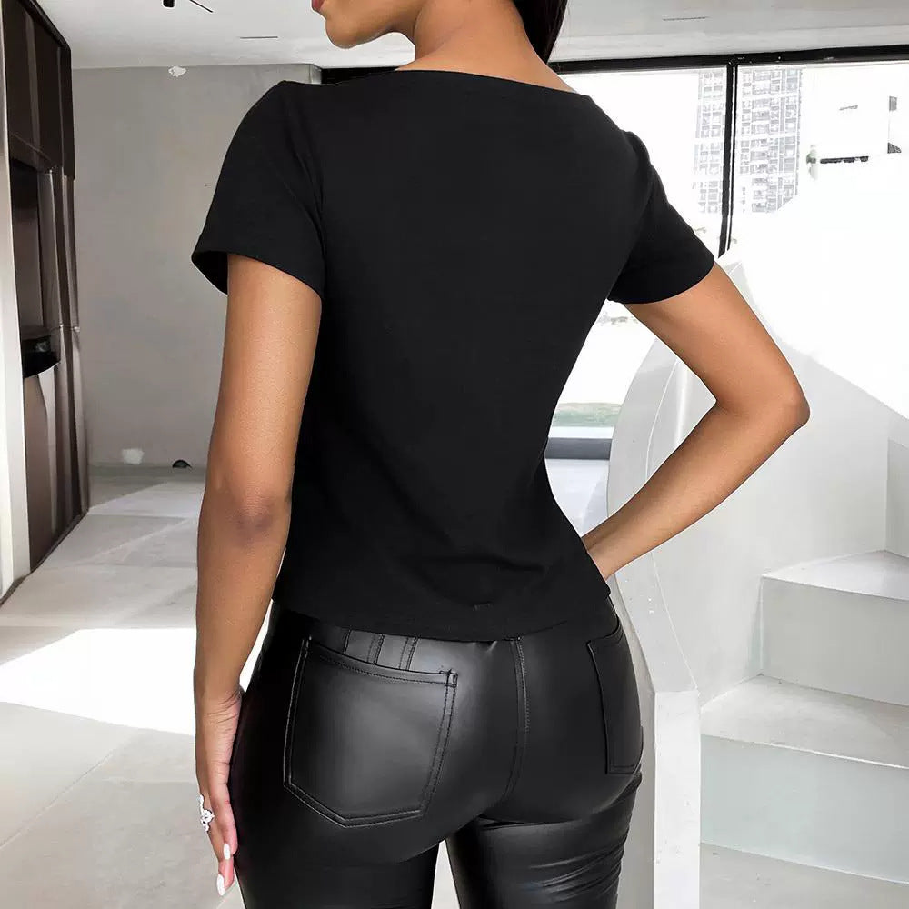 Women's Lace Stitching Short-sleeved Top