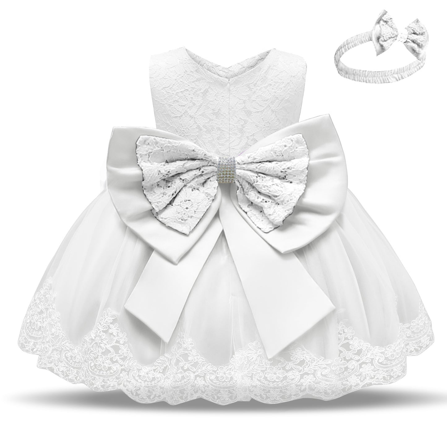 Wisaura™Baby Girls White Baptism Dress