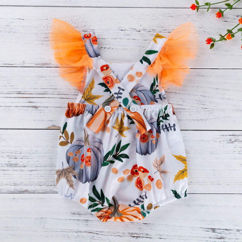 Wisaura™Printed pumpkin onesie