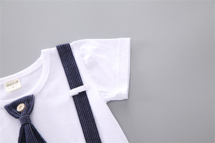 Wisaura™Baby Round Neck Tie Shorts T-shirt Set