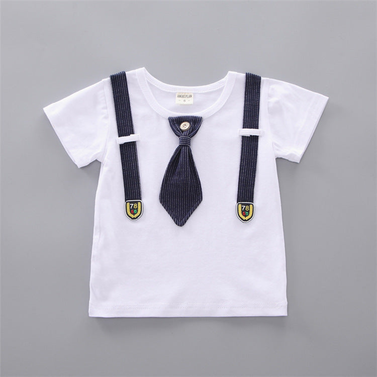 Wisaura™Baby Round Neck Tie Shorts T-shirt Set