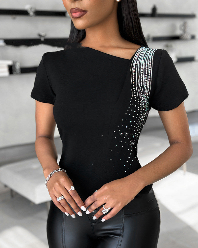 Women's Lace Stitching Short-sleeved Top