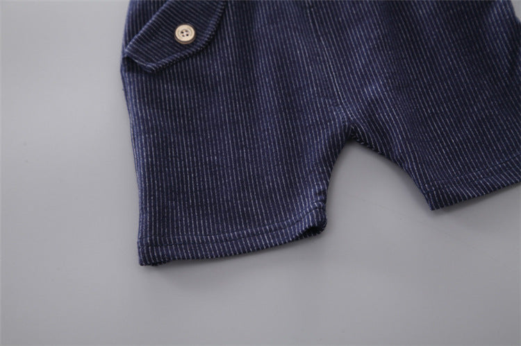 Wisaura™Baby Round Neck Tie Shorts T-shirt Set