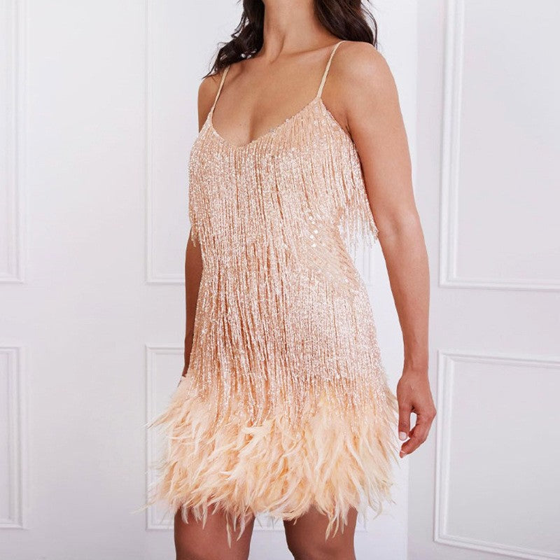 Wisaura™Strap Feather Stitching Dress