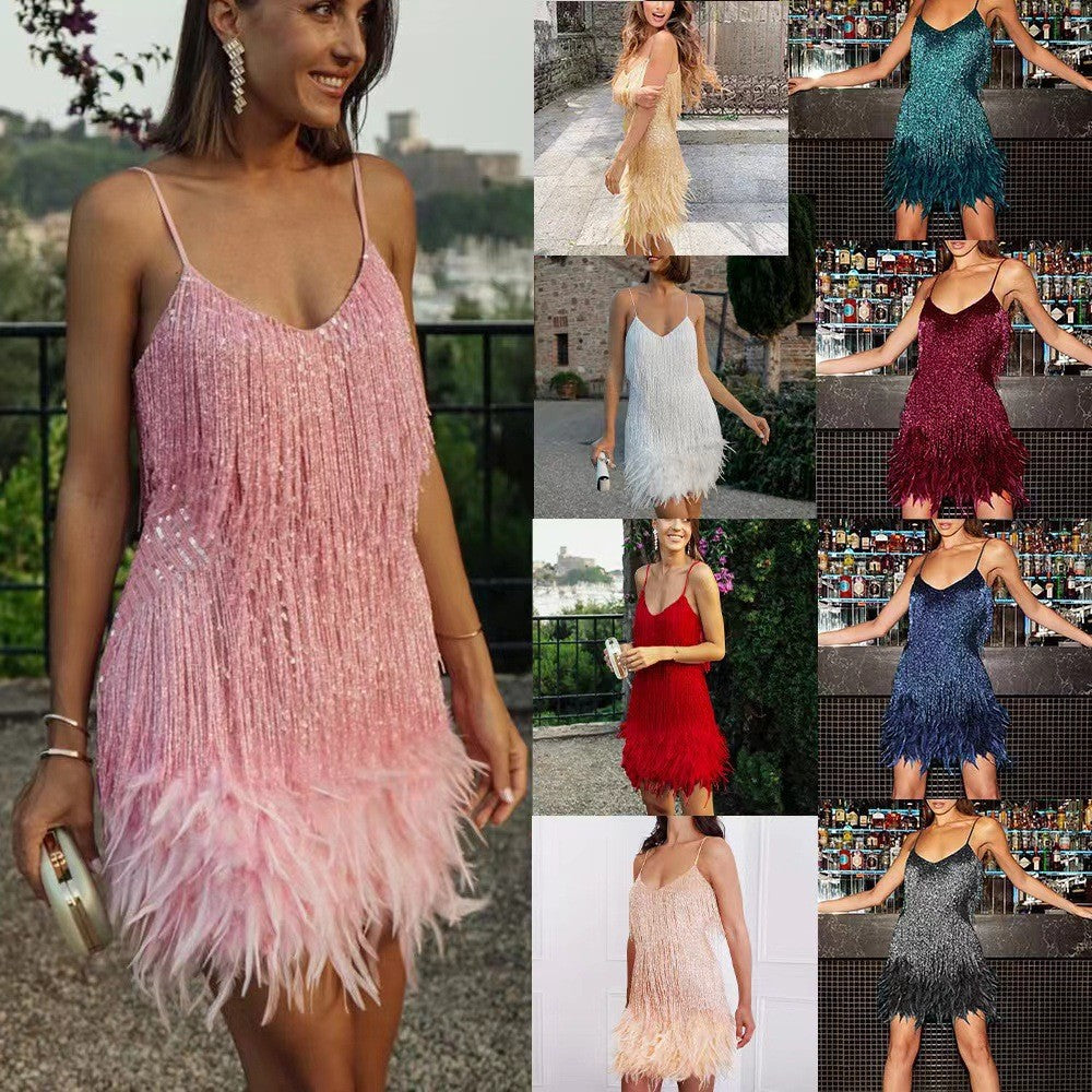 Wisaura™Strap Feather Stitching Dress