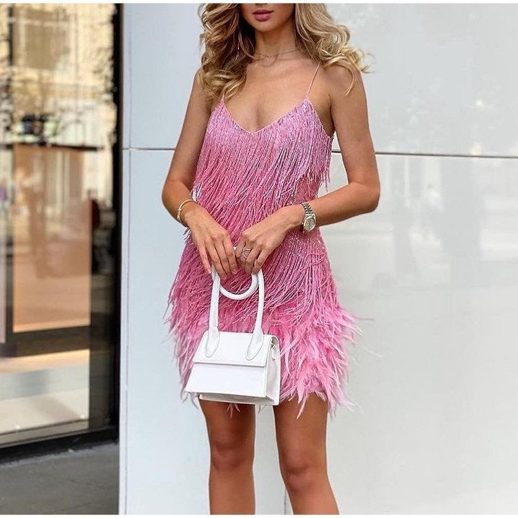 Wisaura™Strap Feather Stitching Dress