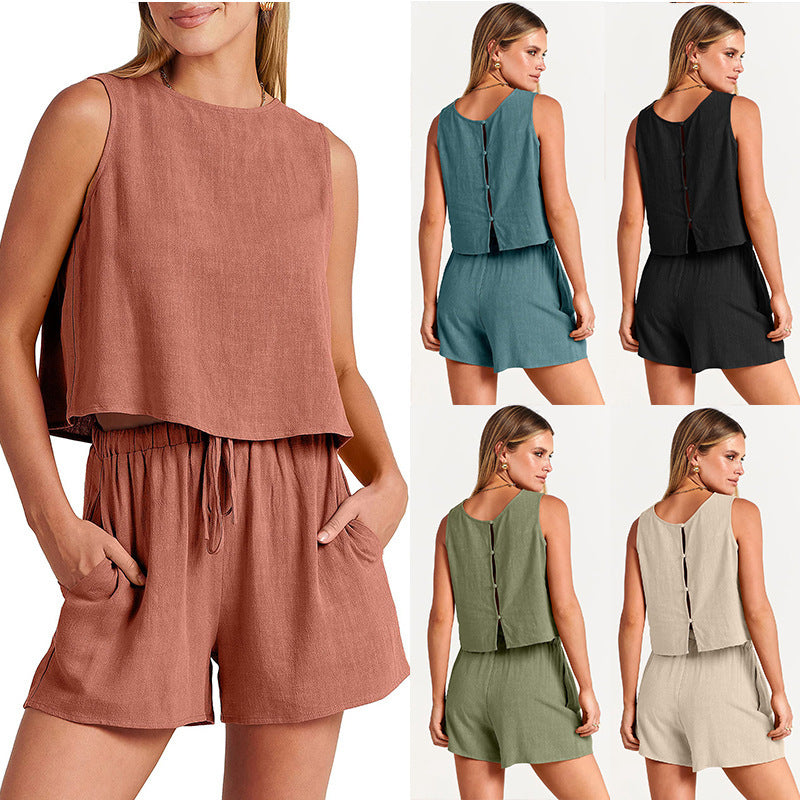Wisaura™Sleeveless Tops And Drawstring