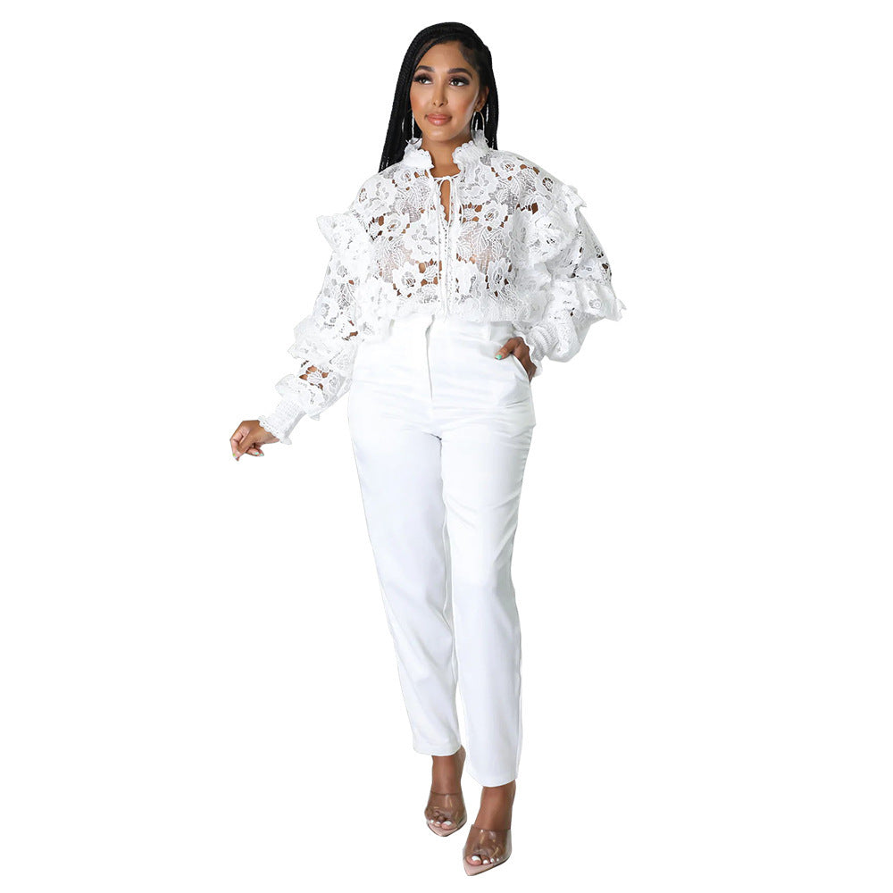 Wisaura™Lantern Sleeve Coat Shirt