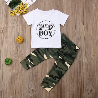 Wisaura™Summer  Boy Clothes Cotton T-Shirt Pants