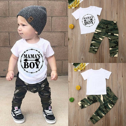 Wisaura™Summer  Boy Clothes Cotton T-Shirt Pants