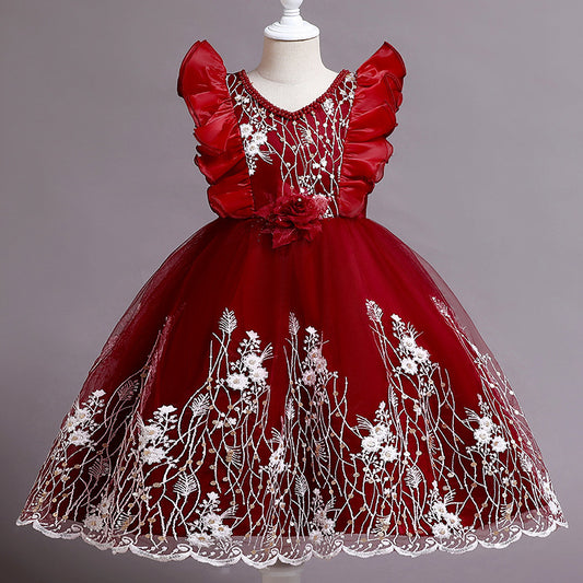Wisaura™Embroidered Little Flowers Girls Dress Princess Dress